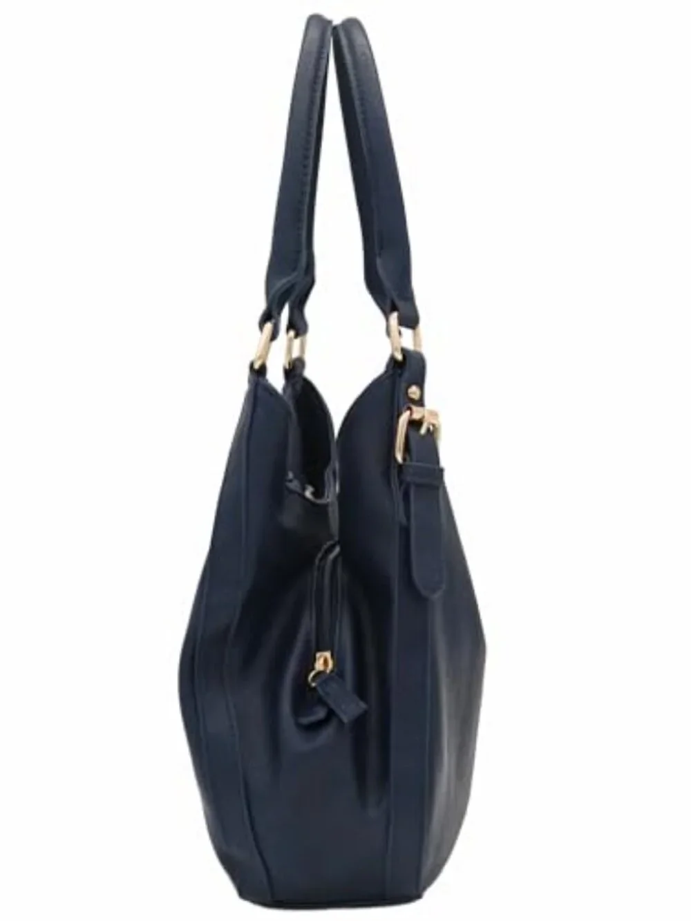 Lightweight 3 Compartment Faux Leather Hobo Bag